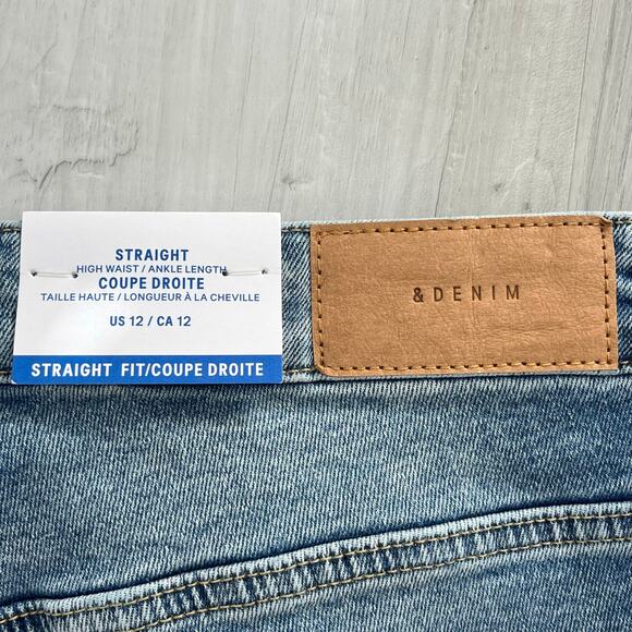 H&M &Denim Straight High Waist Ankle Length Light Wash Cotton Denim Jeans 12 - Picture 4 of 10